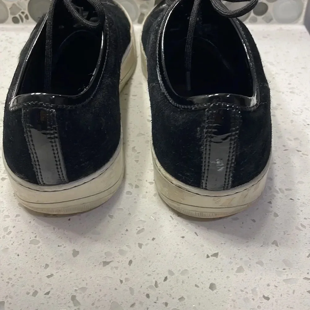 Lanvin mens suede and black pantent leather tennis shoes